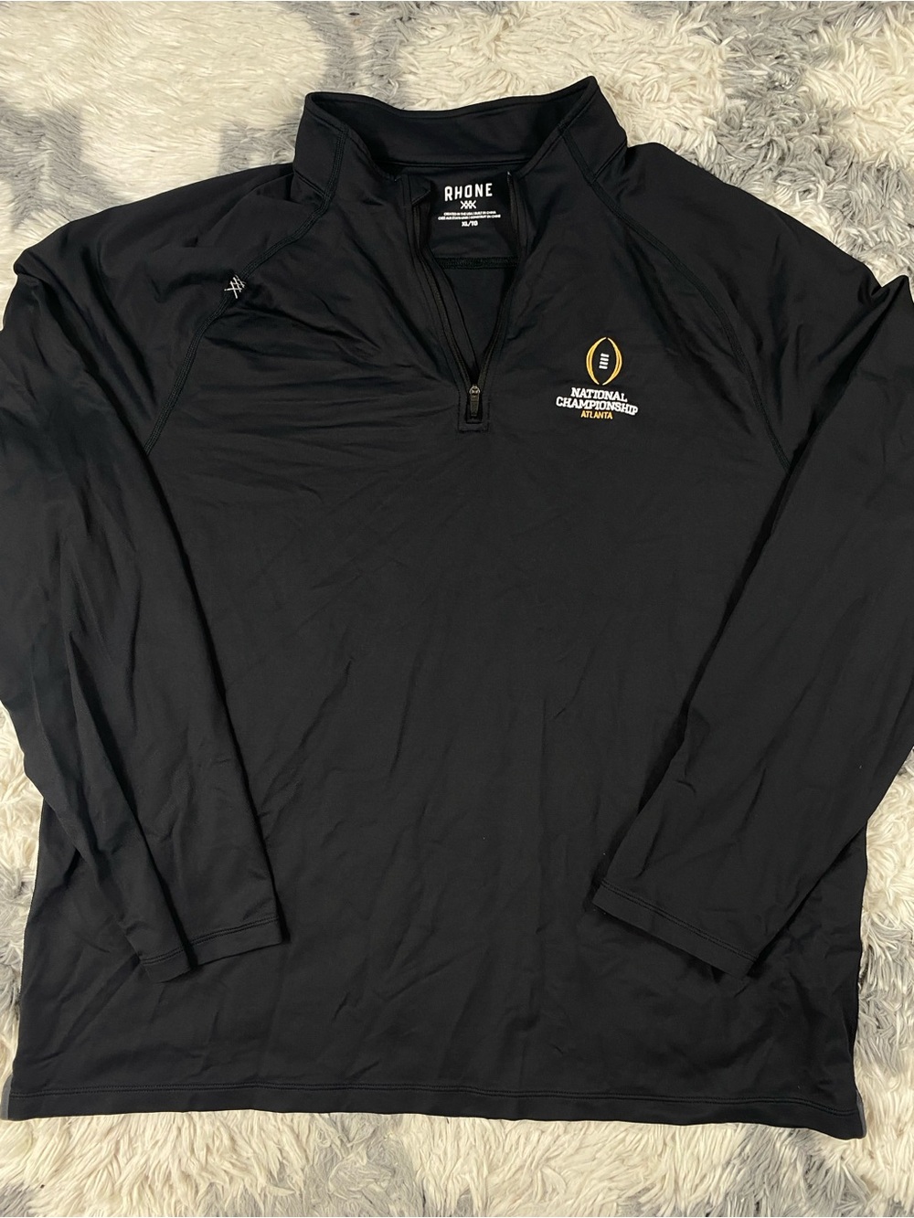 Rhone Hoodie Mens XL Black Active Quarter Zip Sweatshirt College football champi
